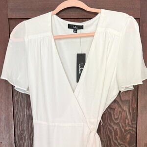 Lulu's White Midi Wrap Dress